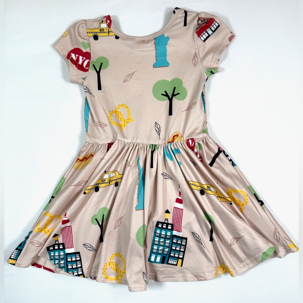 DOT DOT SMILE NYC Print Twirl Dress Short Sleeve Fit And Flare Size 2T - Picture 15 of 15